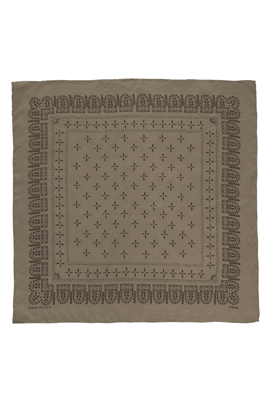 1930s Bandana, Regen Silk, Khaki